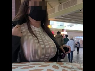 milf enjoys the food court in the mall